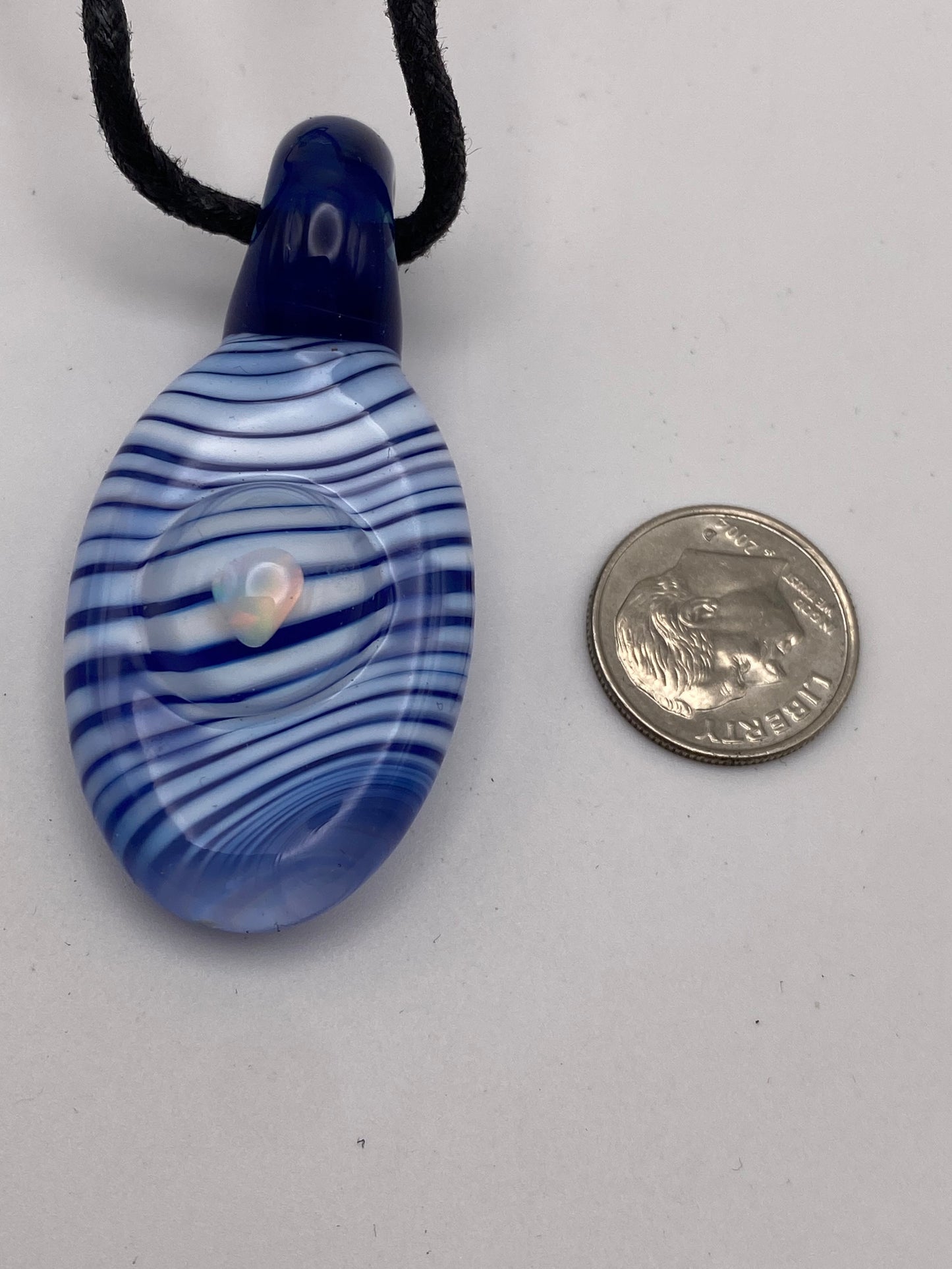 Opal Pendant - Blue and White Swirl