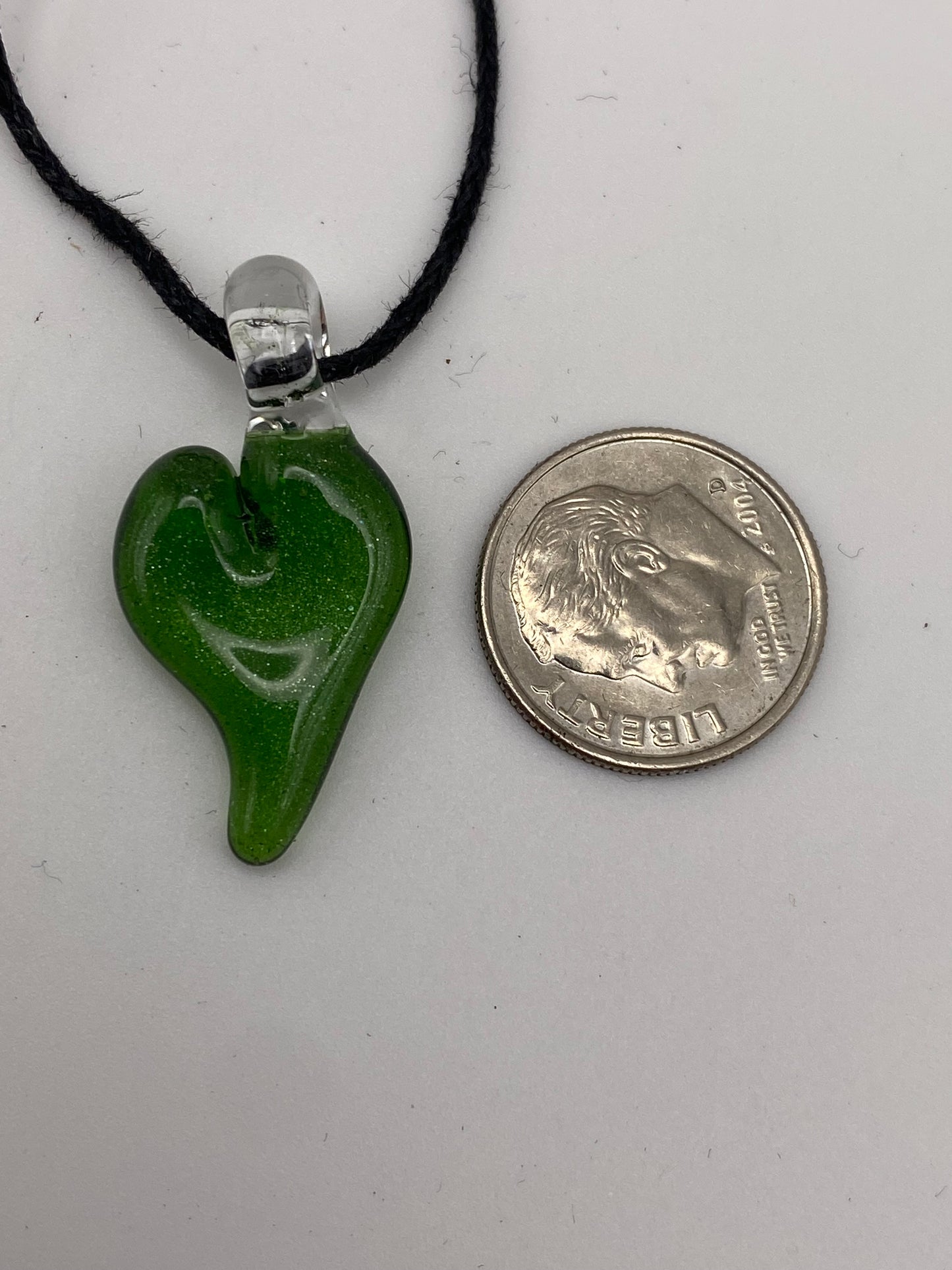 Mini Heart Pendant - Green Stardust