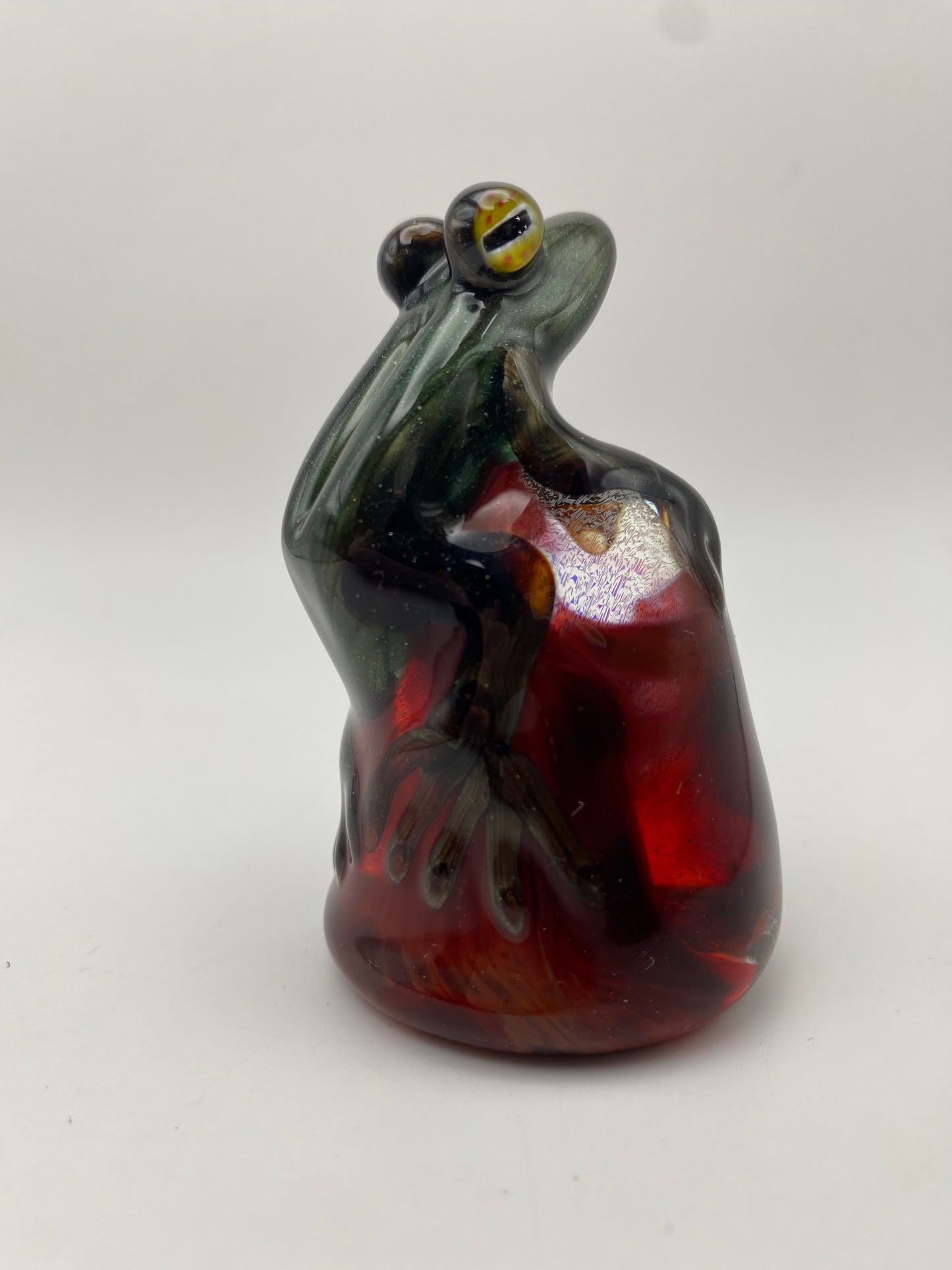 Frog on Dichroic Rock - Electrum w/ green
