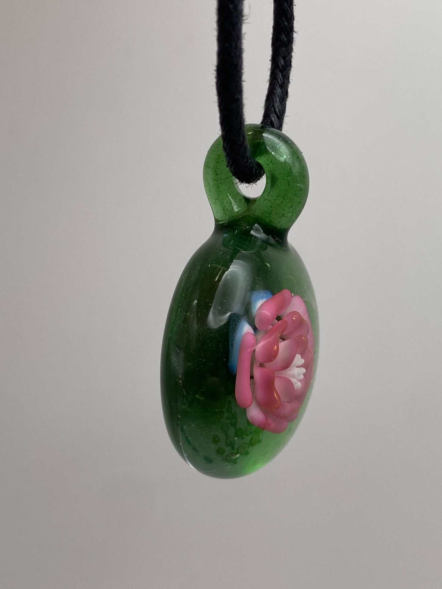 Flower Implosion Pendant - Gold Fume - w/ White Stamen and Green Stardust