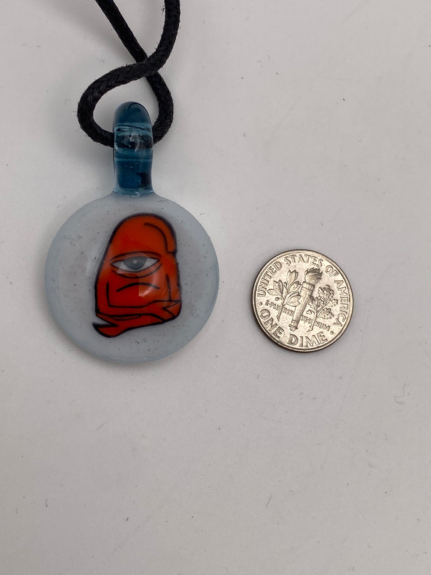 Grumpy Cyclops Pendant - White/Blue Stardust