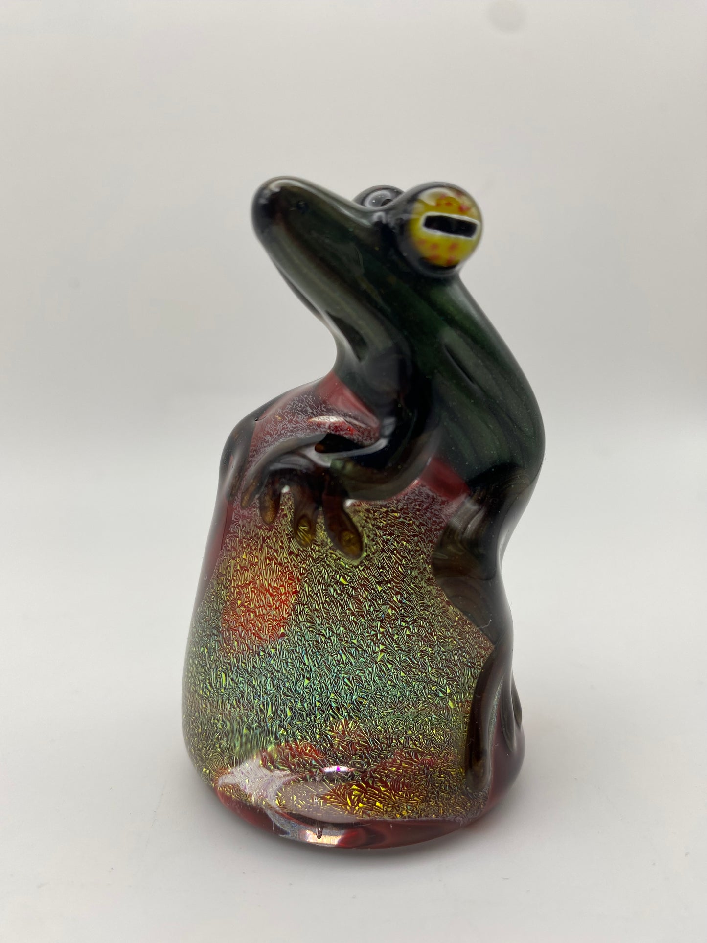 Frog on Dichroic Rock - Electrum w/ green