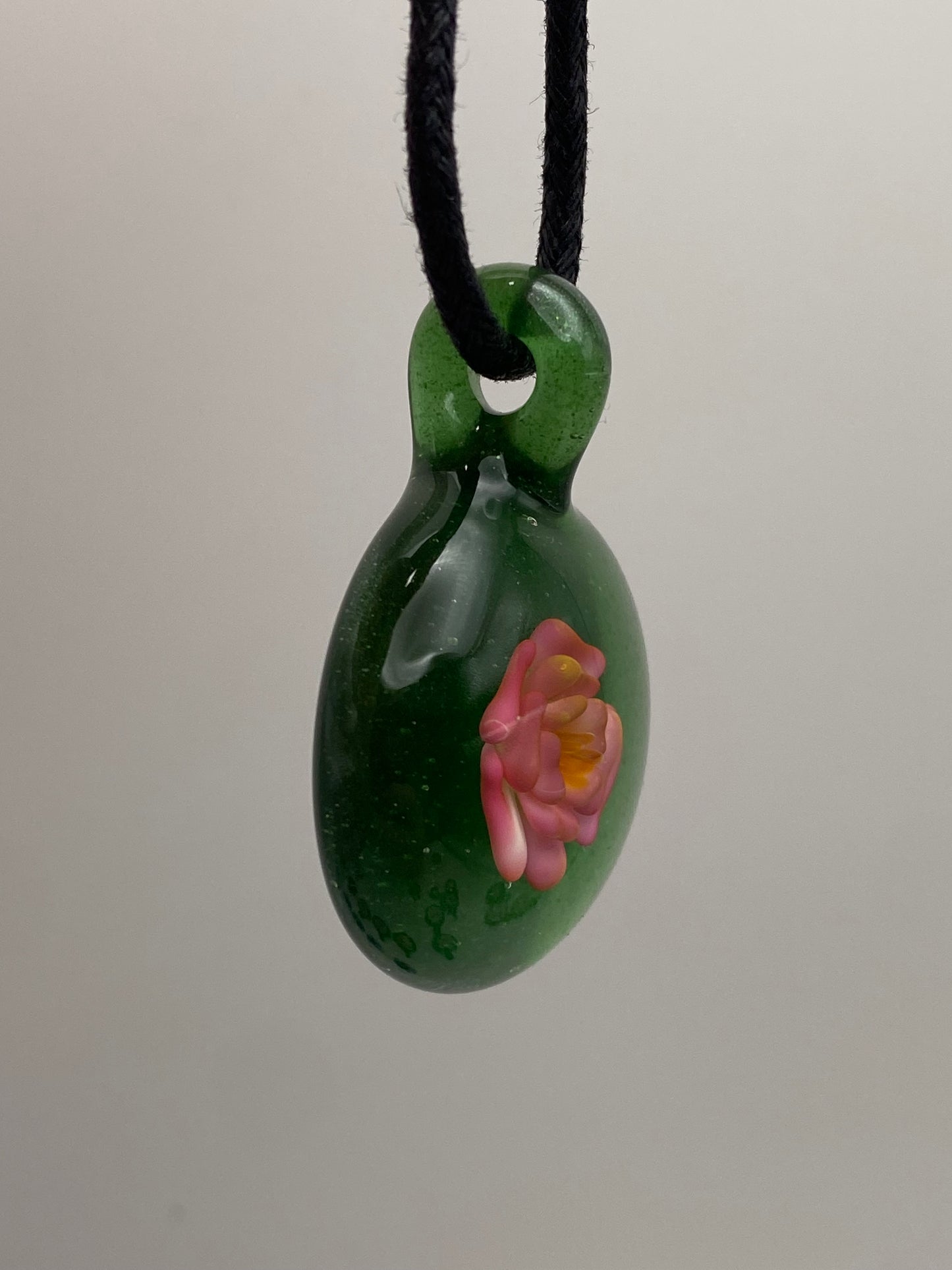 Flower Implosion Pendant - Gold Fume - w/ Yellow Stamen and Green Stardust