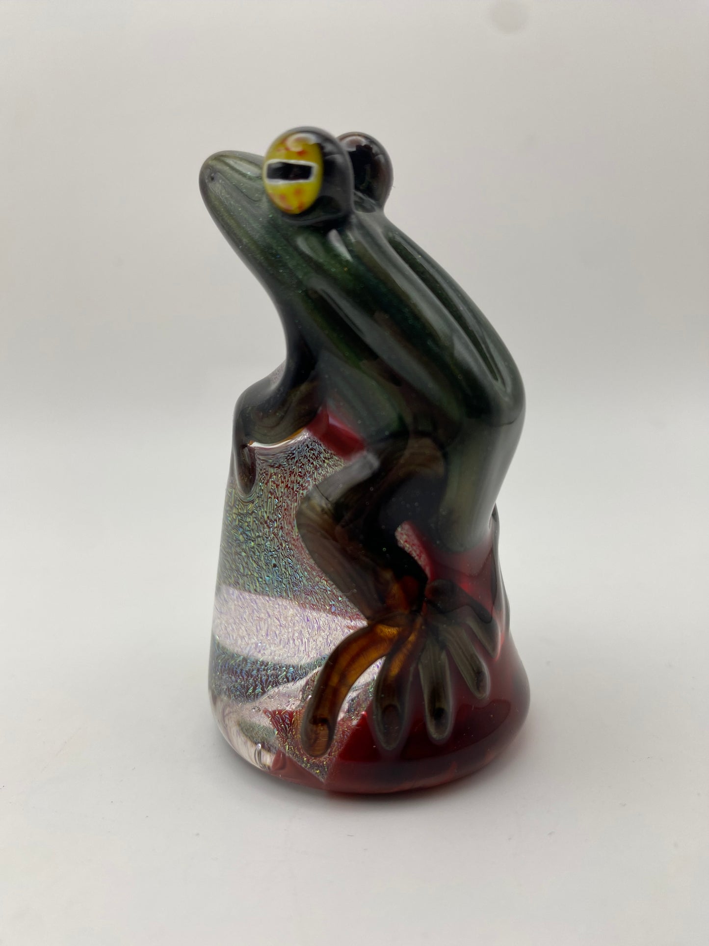 Frog on Dichroic Rock - Electrum w/ green