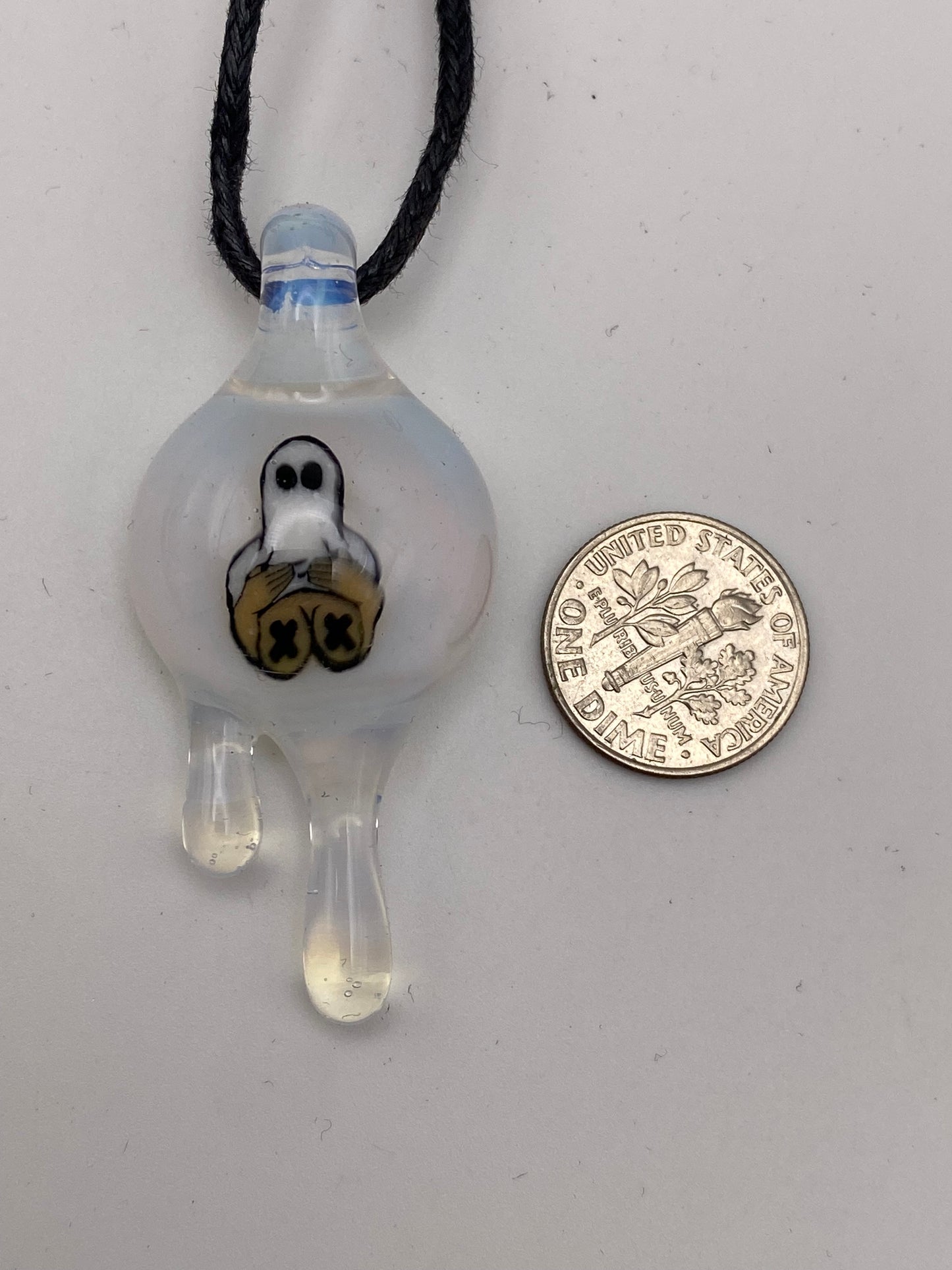 Naughty Ghost Pendant - Ghost White Drips