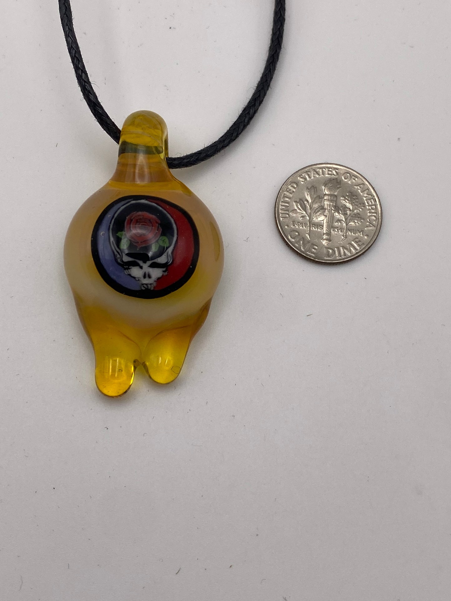 Grateful Dead Rose Stealie Pendant - Yellow Drips