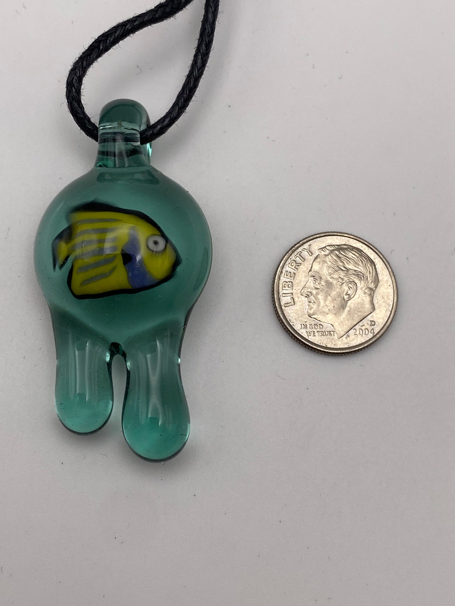 Angelfish Pendant - Teal Drips