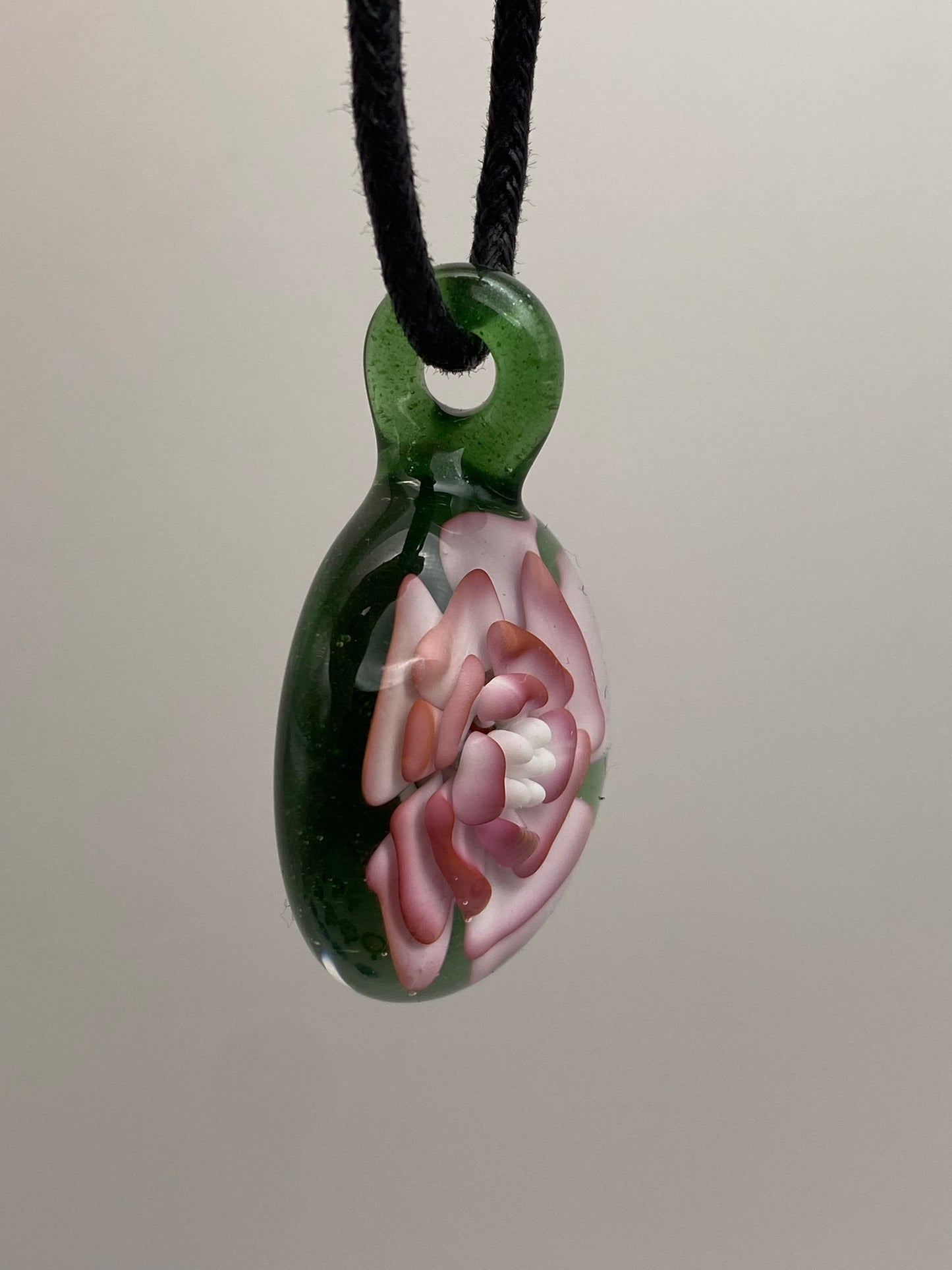 Flower Implosion Pendant - Gold Fume - w/ White Stamen and Green Stardust