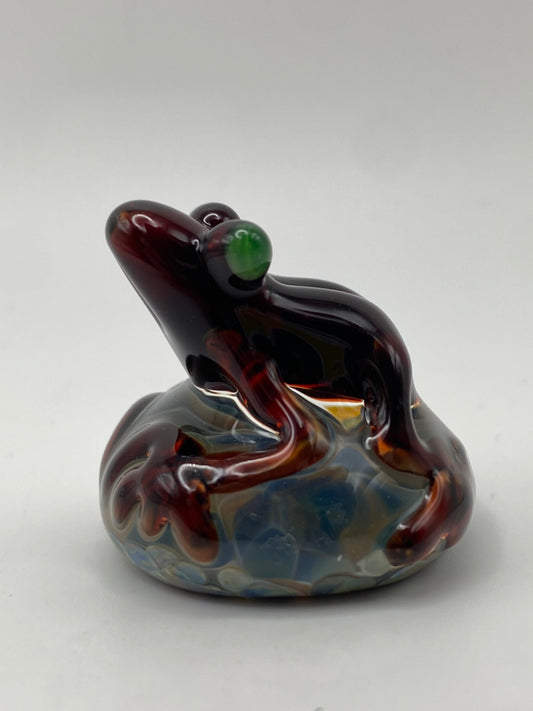 Frog on Small Rock - Electrum/red