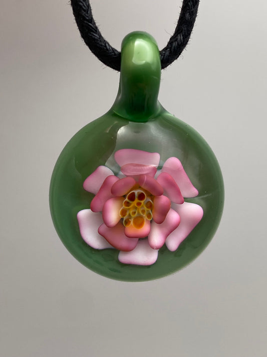 Flower Implosion Pendant - Gold Fume - w/ Yellow Stamen and Chromium