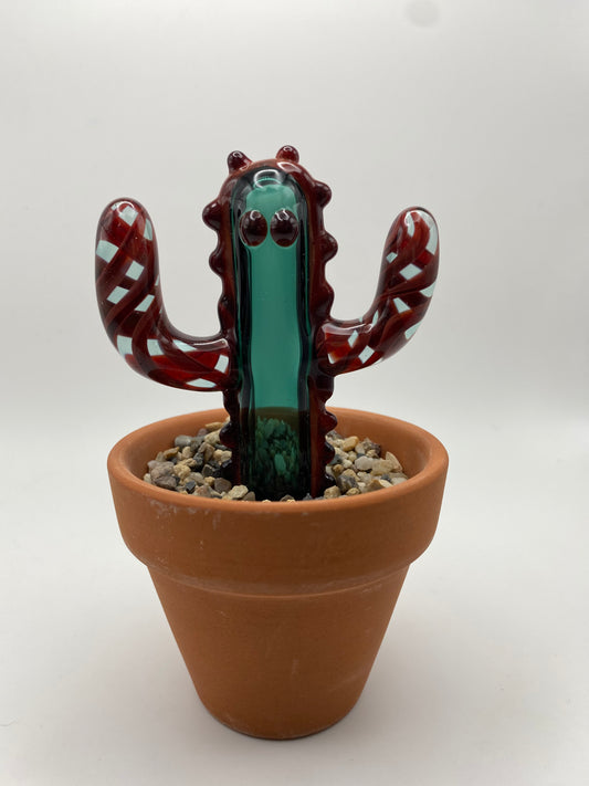 Cactus Sculpture - Ruby & Teal