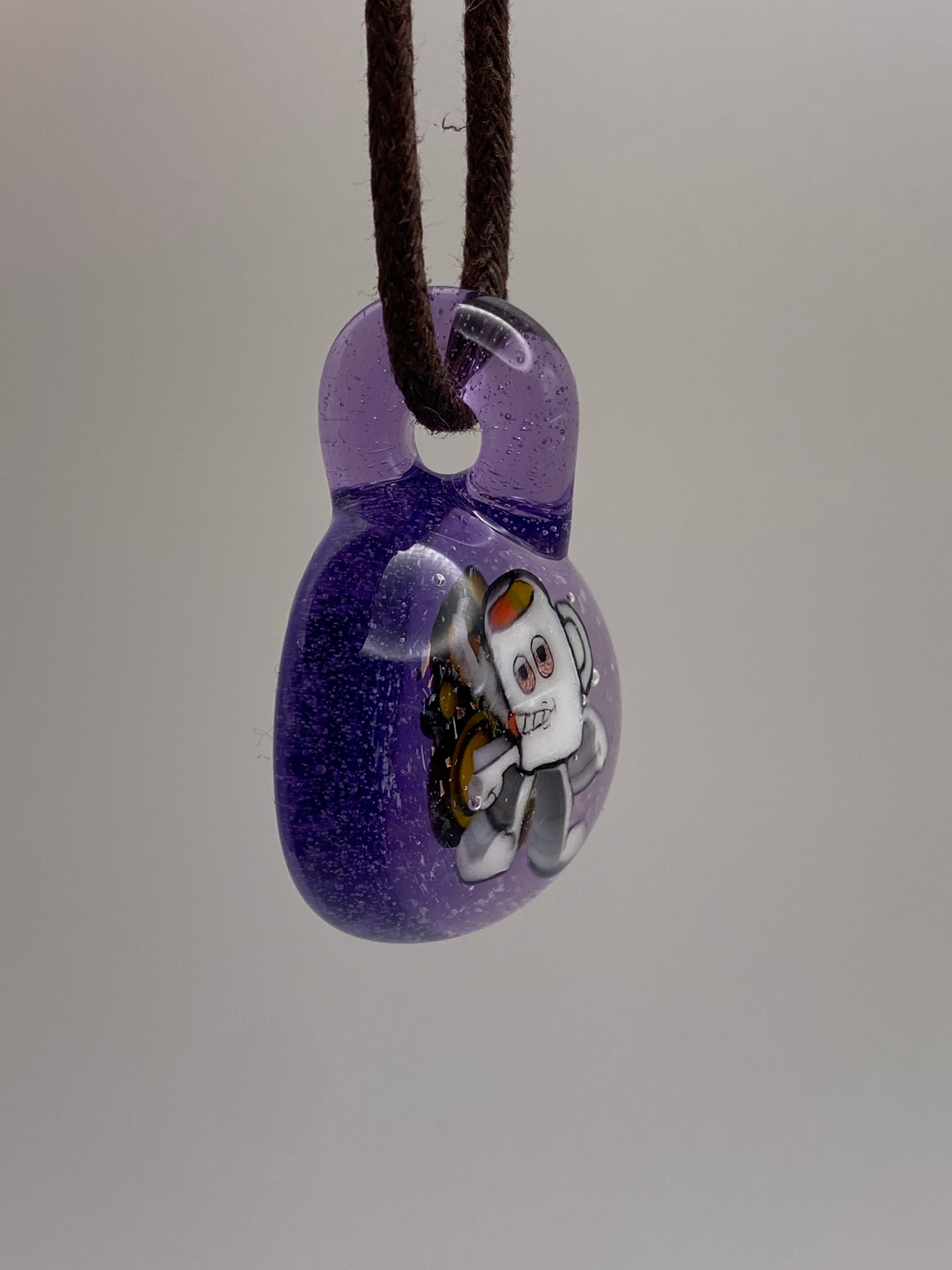 Rasta Coffee Cup Guy Dichroic Pendant - Purple