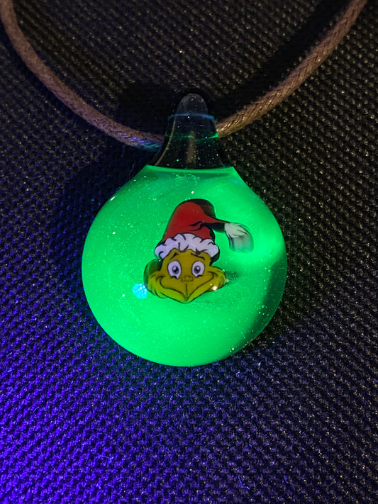 Grinch Santa UV Pendant - Blue Stardust