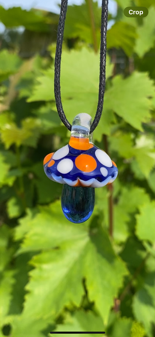 Fun-Guy Pendant - Light Cobalt, Lava, and Star White w/ UV loop