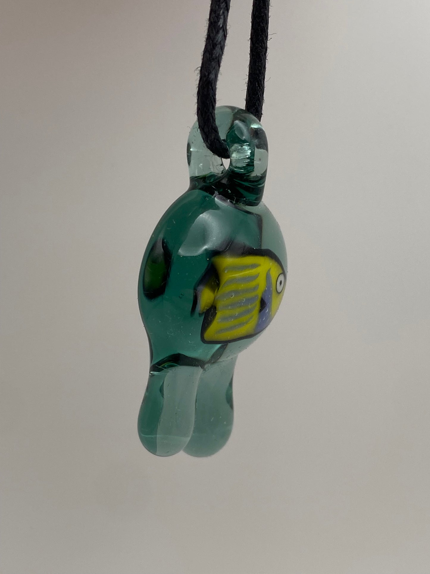 Angelfish Pendant - Teal Drips