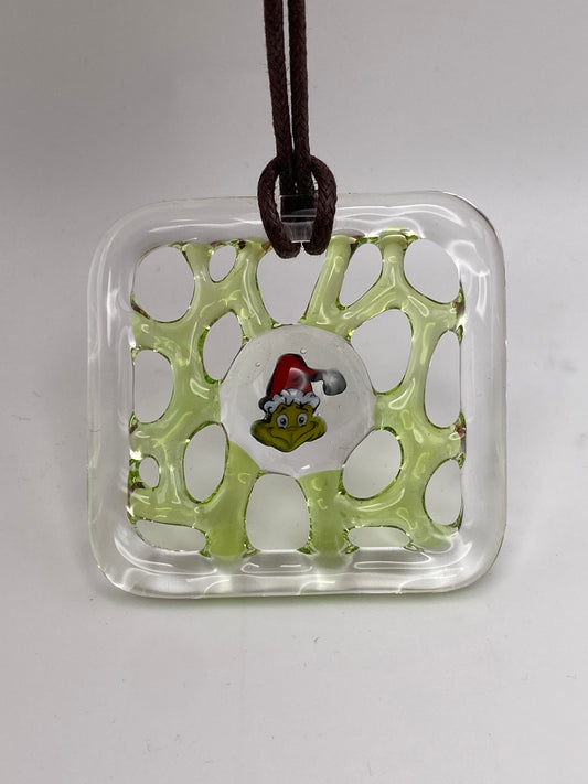 Murrine Webbing Ornament - Grinch Santa - Absinthe