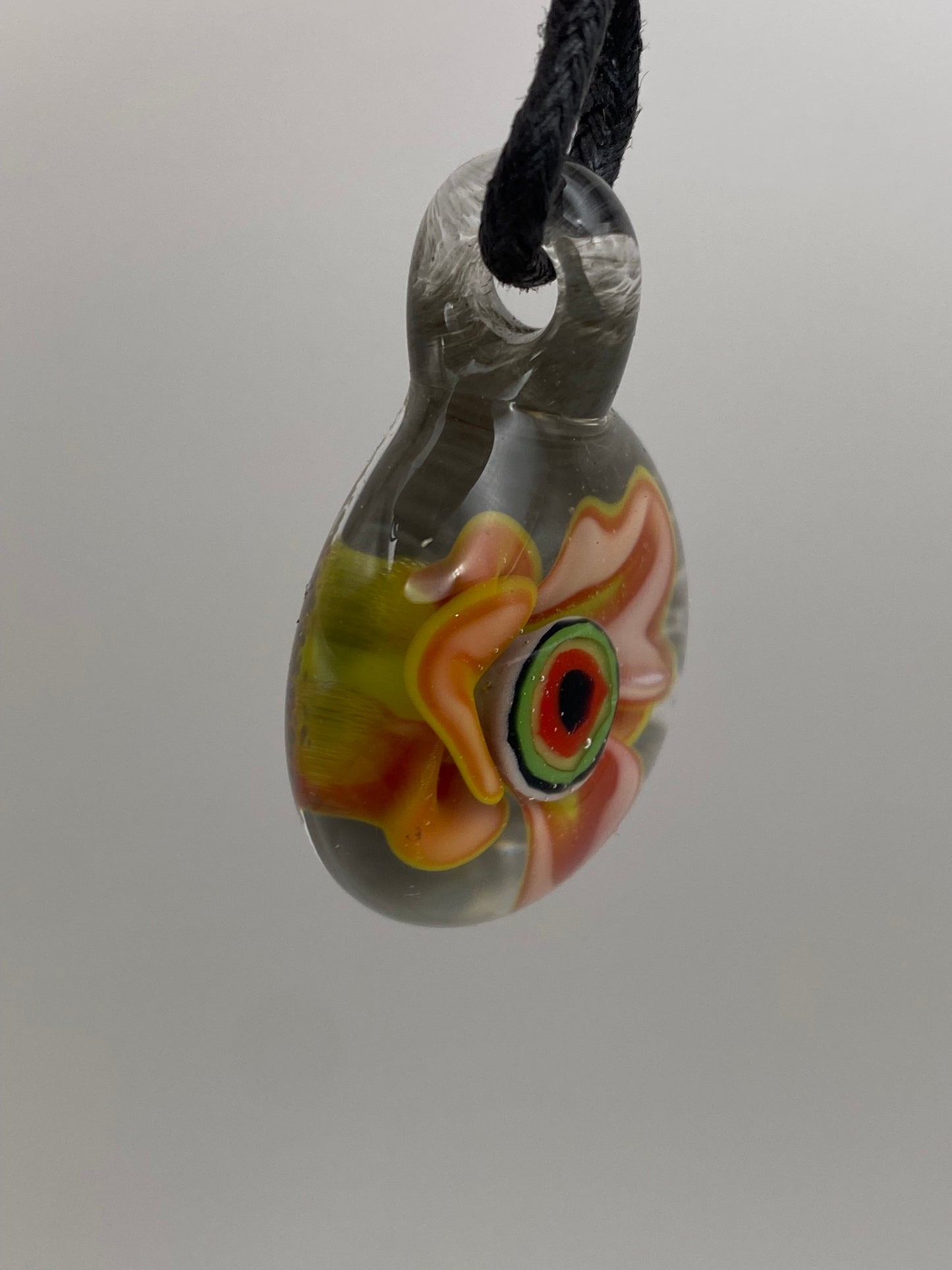 Eyeball Flower Pendant - Portland Grey w/ Red/White/Yellow Flower