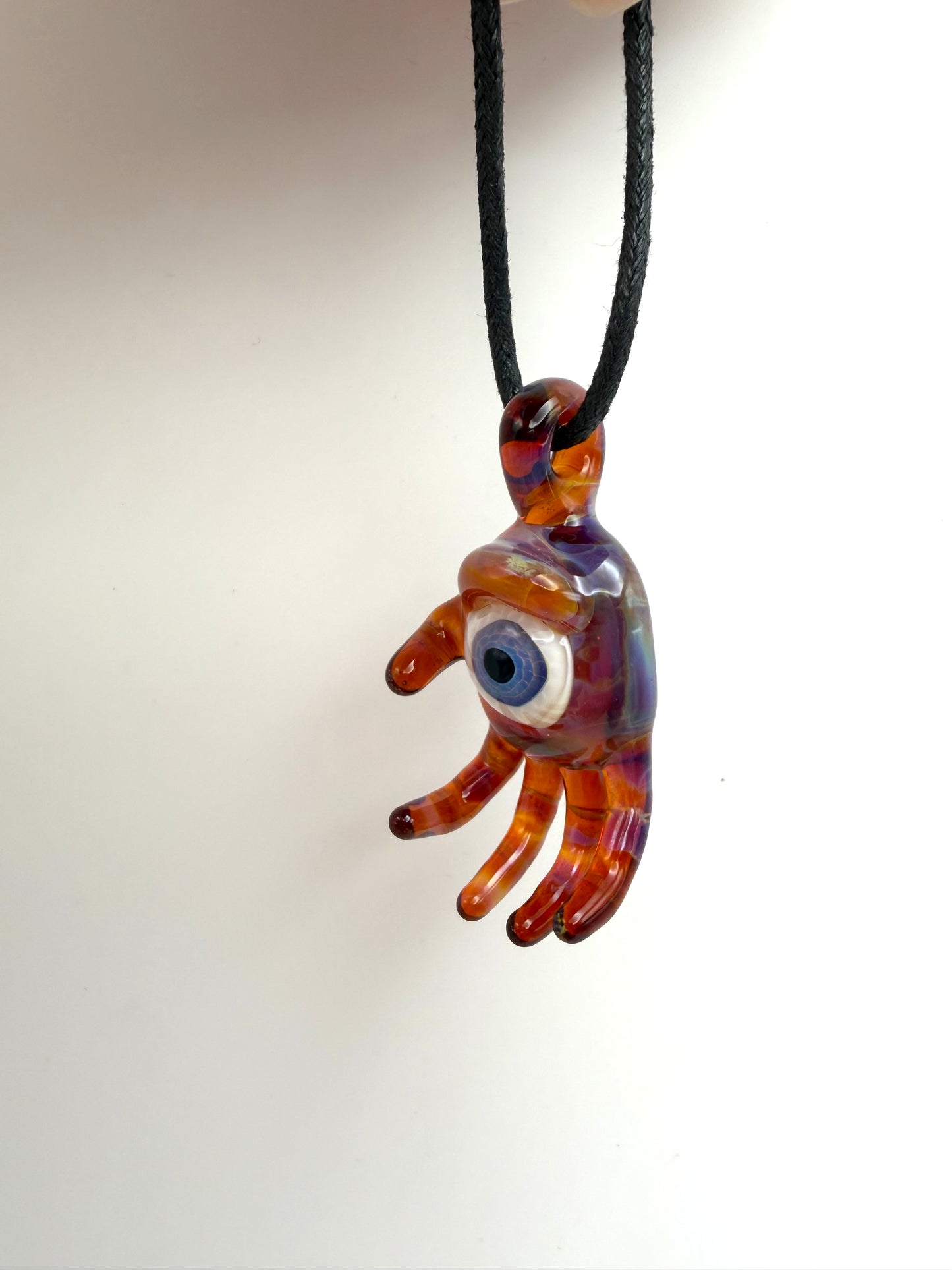 All Seeing Hand Pendant - Amber Purple