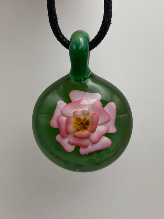 Flower Implosion Pendant - Gold Fume - w/ Yellow Stamen and Chromium