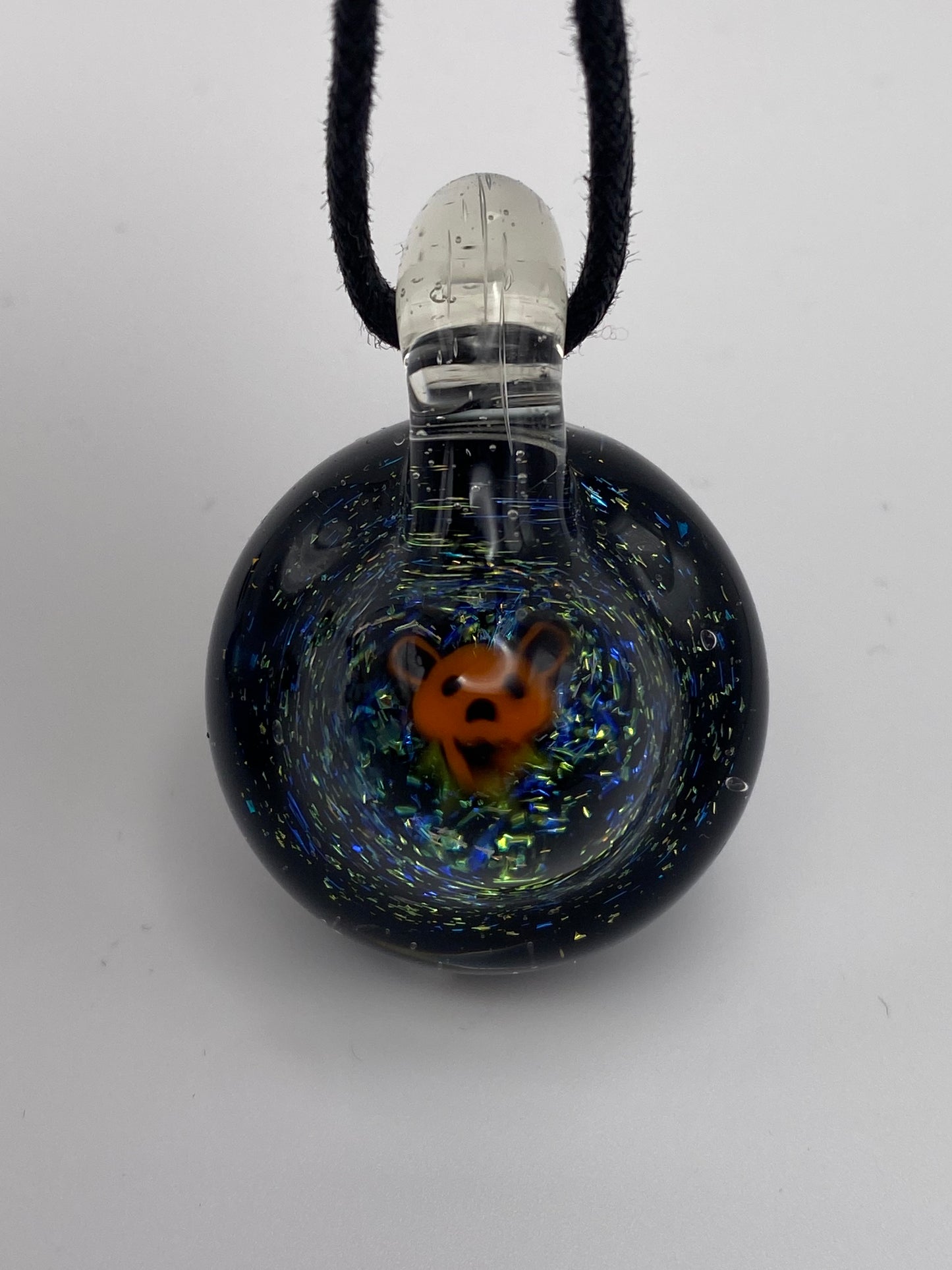 Grateful Dead Bear - Orange - Dichroic UV Pendant