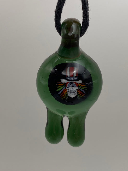 Grateful Dead Uncle Sam Pendant - Dark Green Drips