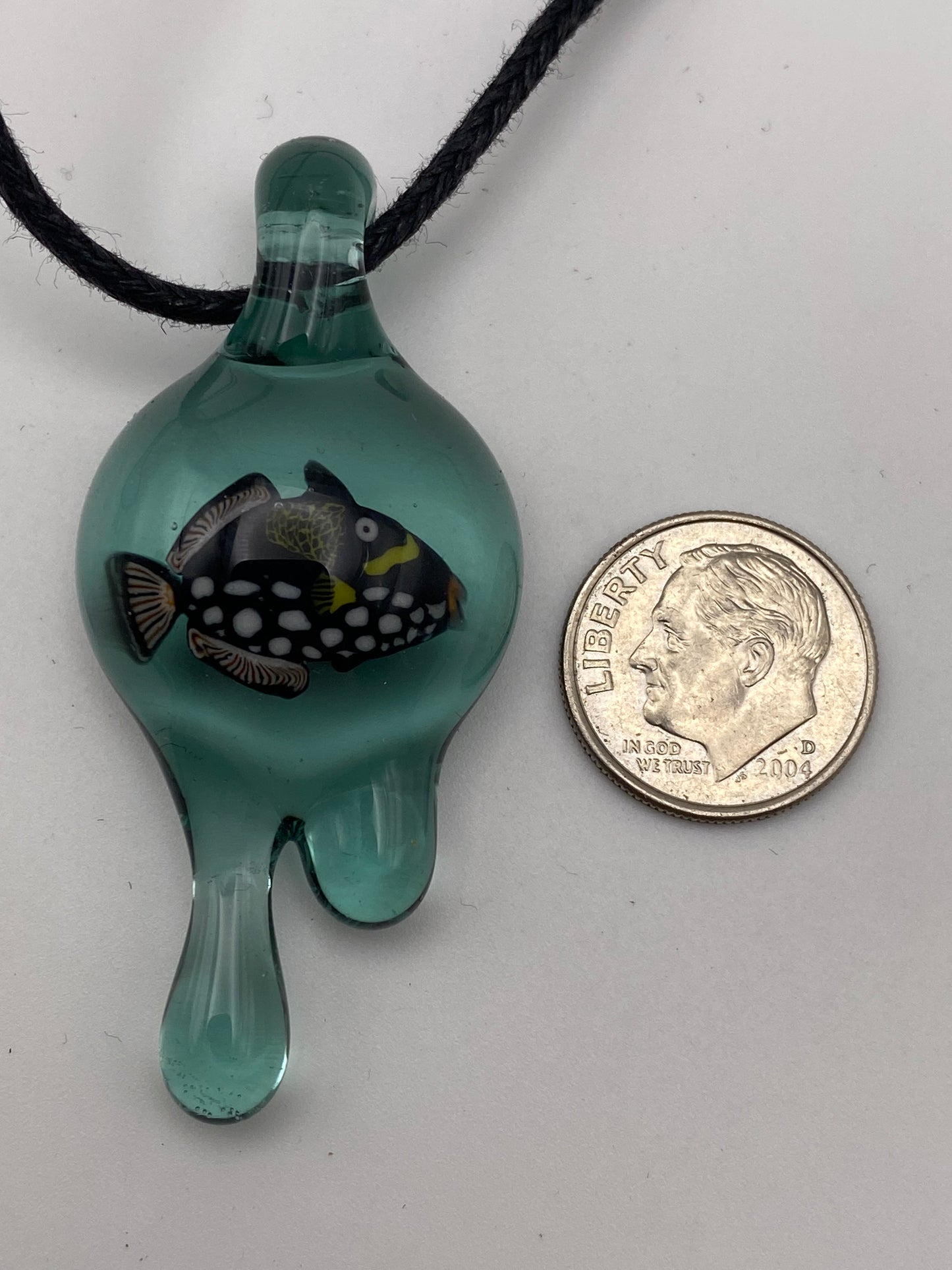 Cowfish Pendant - Teal Drips