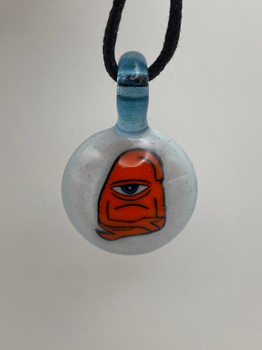 Grumpy Cyclops Pendant - White/Blue Stardust