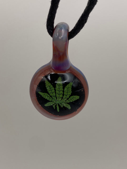 Medicinal Leaf Pendant - Amber Purple