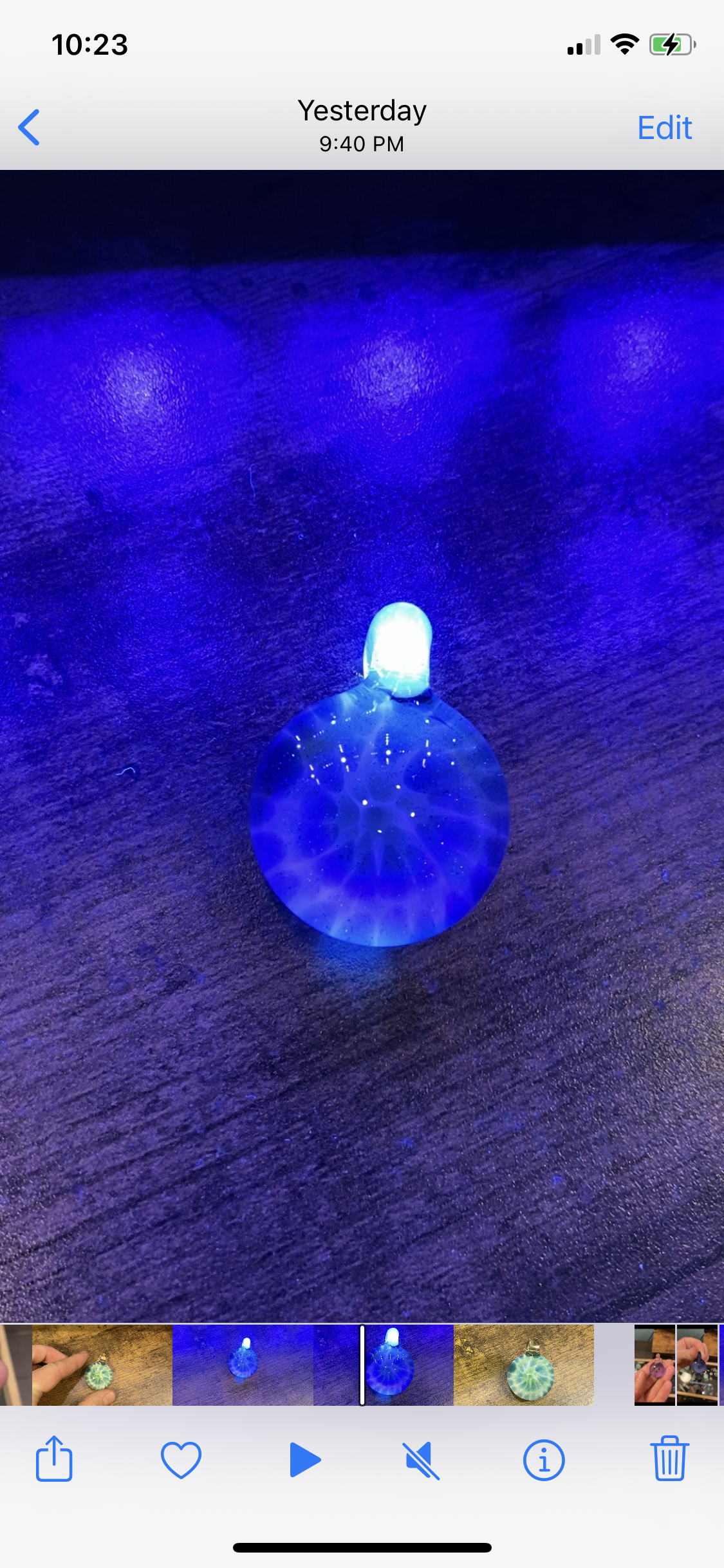 Green and Blue Stardust Implosion pendant