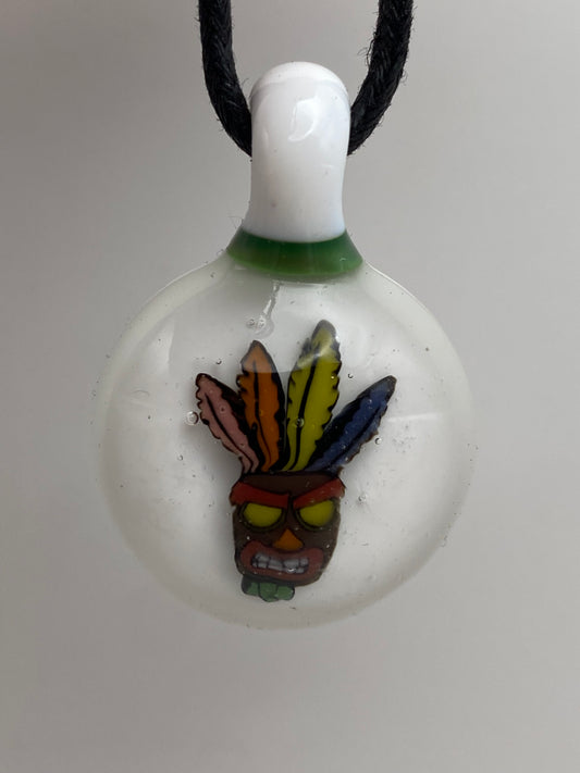 Tiki Mask Pendant - White/Chromium