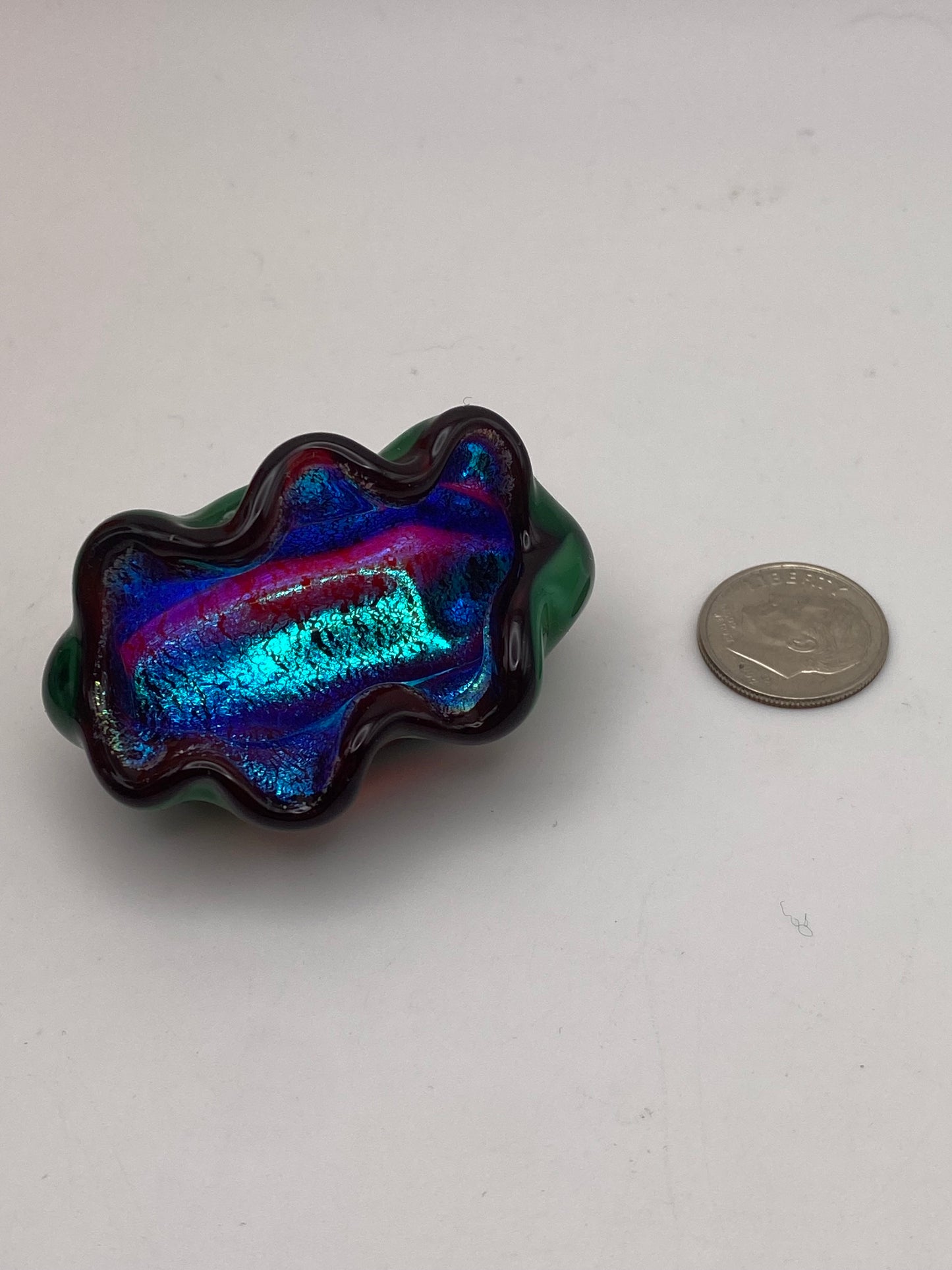 Clam Shell Dichroic Sculpture - comes with removable pearl
