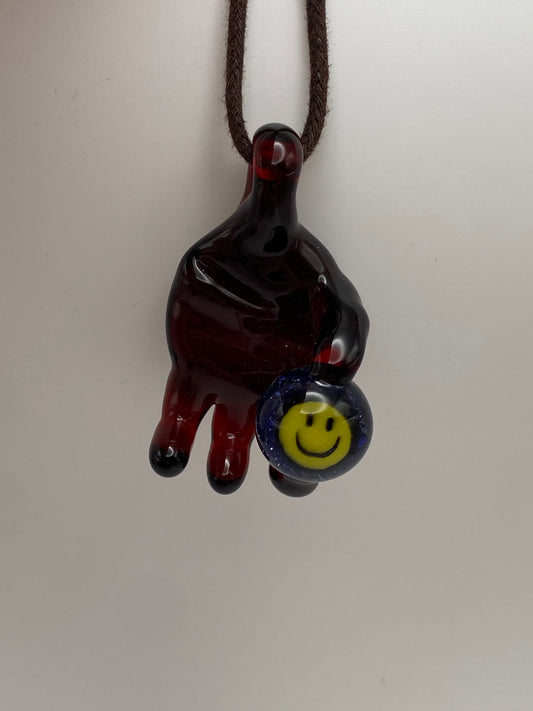 Holding onto a Smile Pendant - Pomegranate