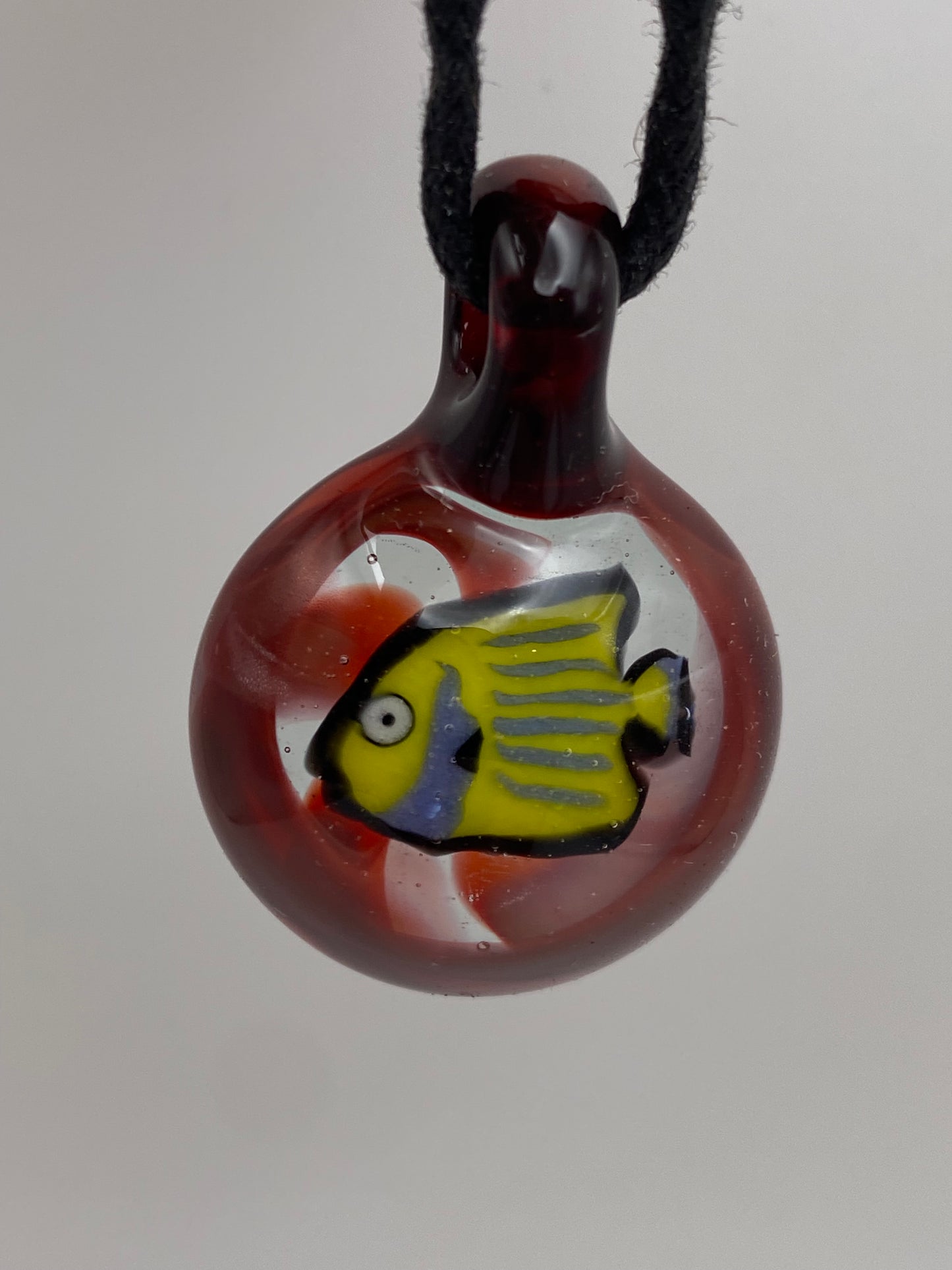 Angelfish Pendant - Red/Teal Swirl