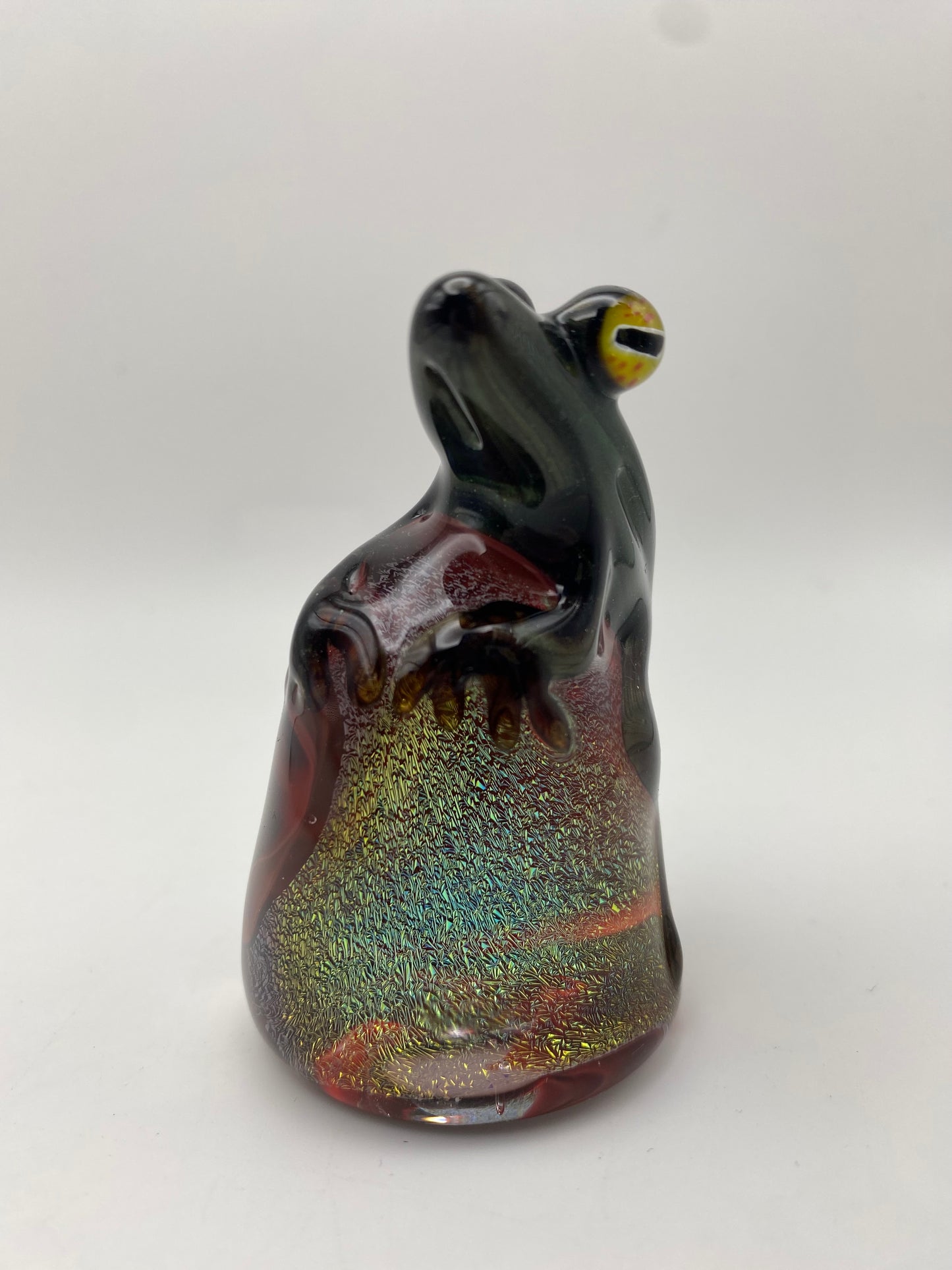 Frog on Dichroic Rock - Electrum w/ green