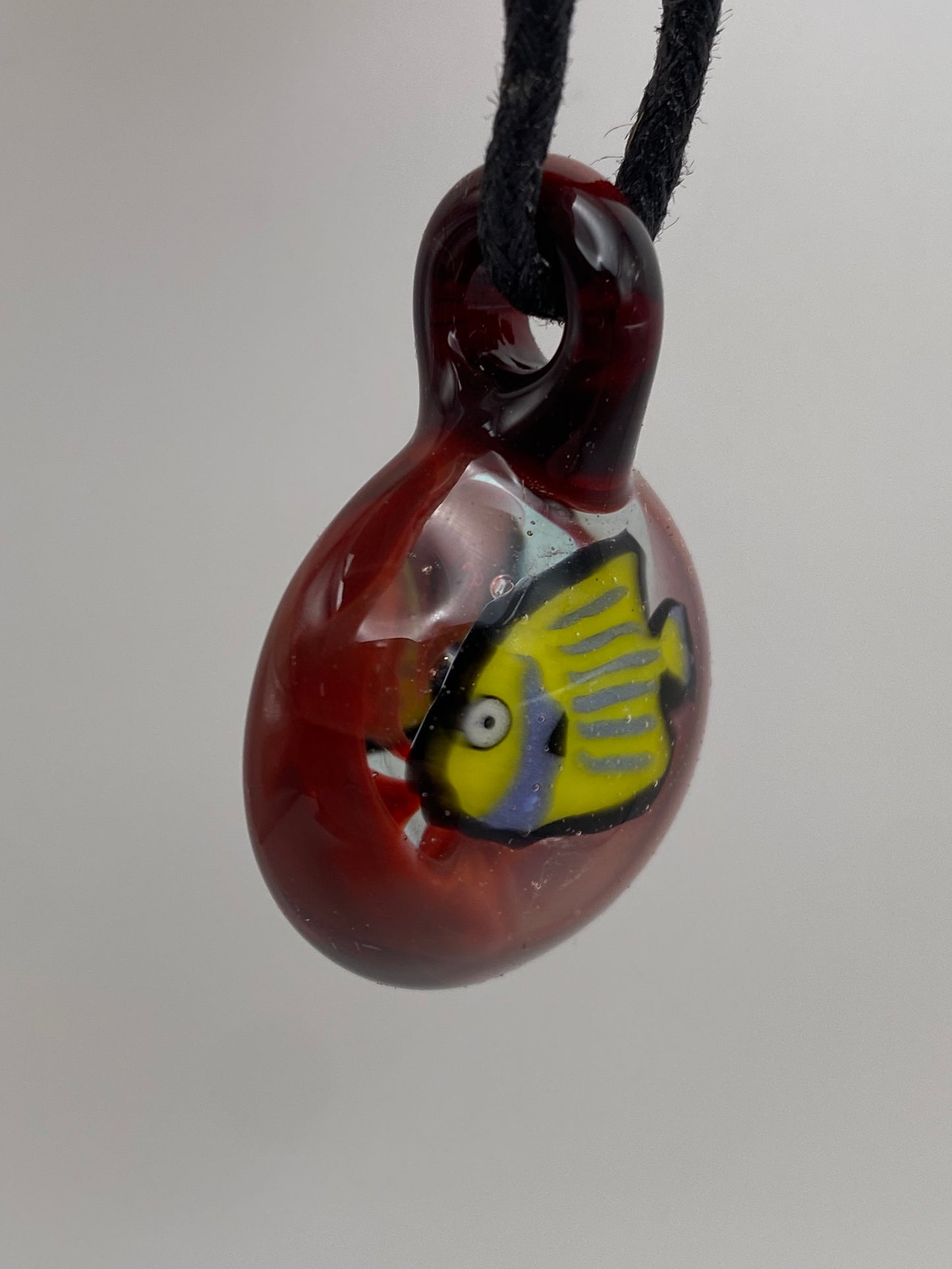 Angelfish Pendant - Red/Teal Swirl
