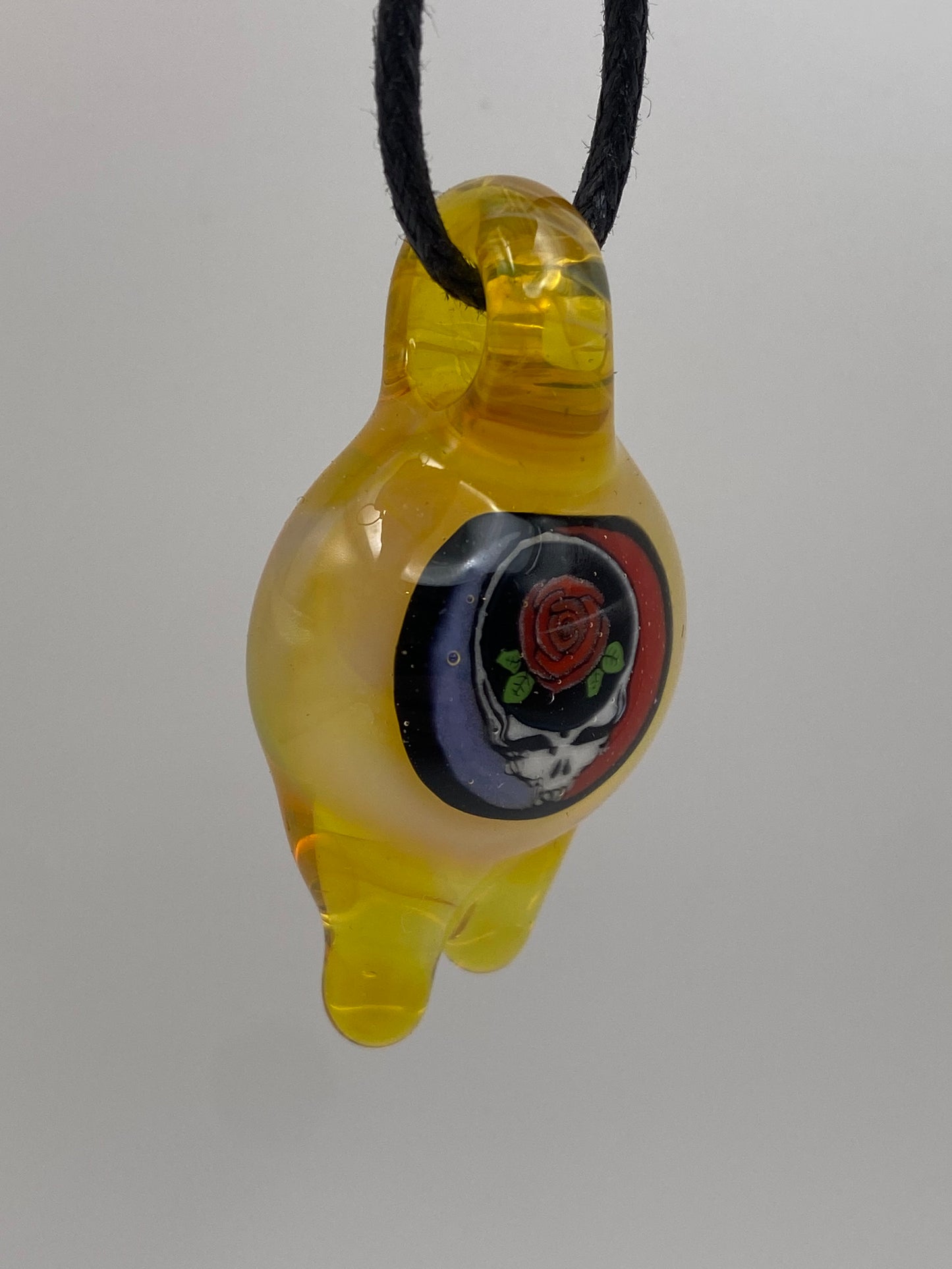Grateful Dead Rose Stealie Pendant - Yellow Drips