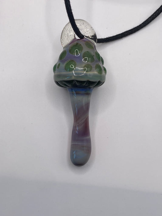 Fun-Guy Pendant - Amber Purple and Green Stardust