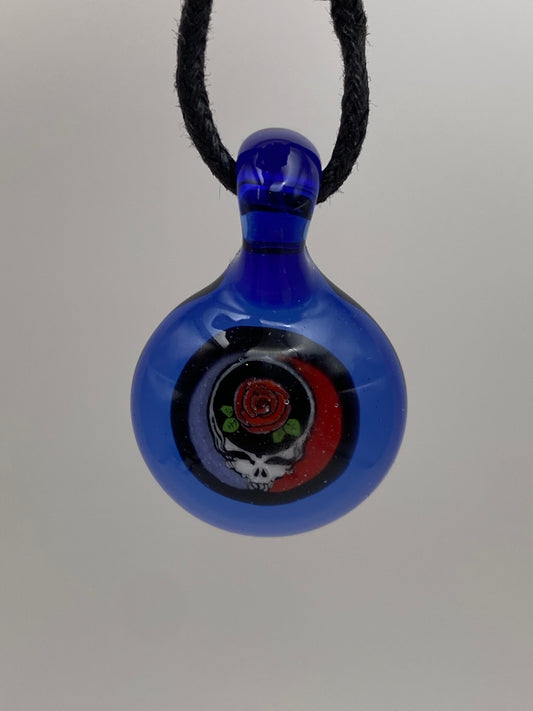 Grateful Dead Rose Stealie Pendant - Lite Cobalt