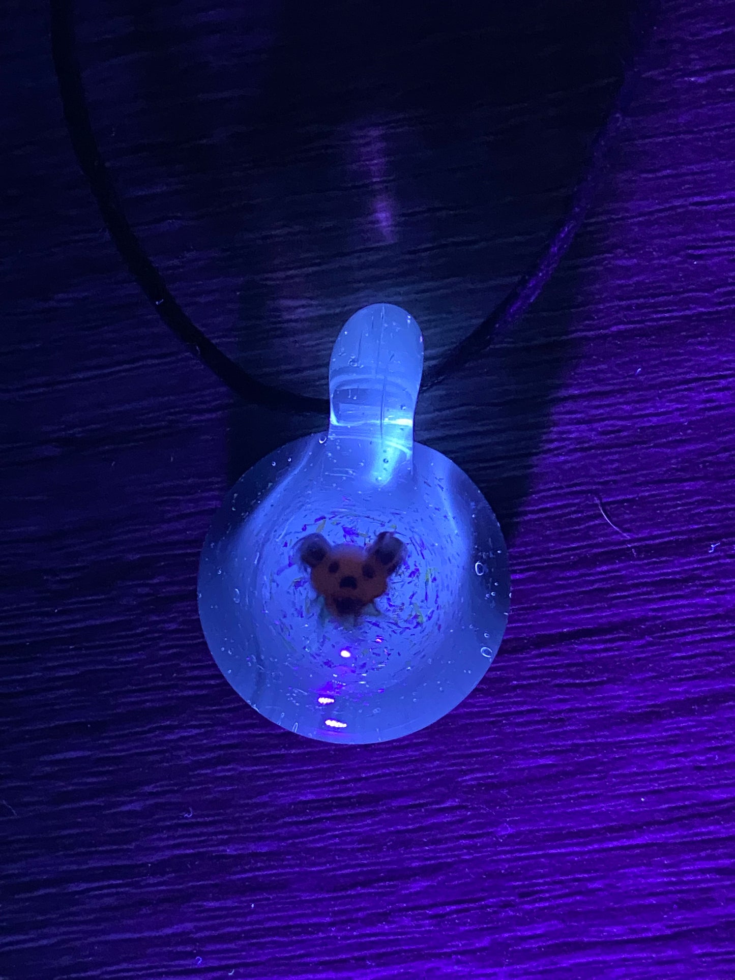 Grateful Dead Bear - Orange - Dichroic UV Pendant