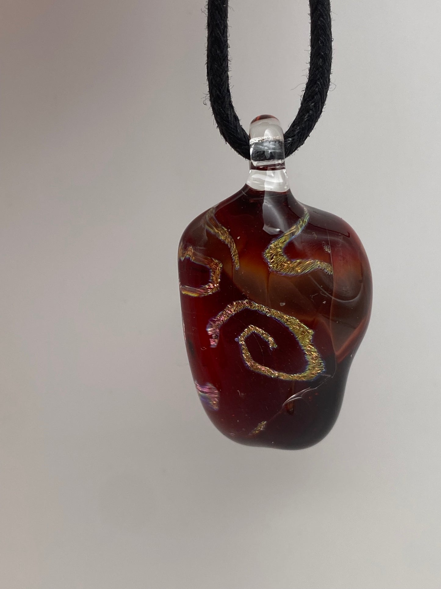 Dichroic Slab Pendant - Gold/rainbow/ruby red