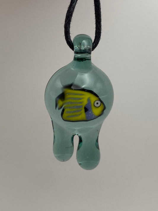Angelfish Pendant - Teal Drips