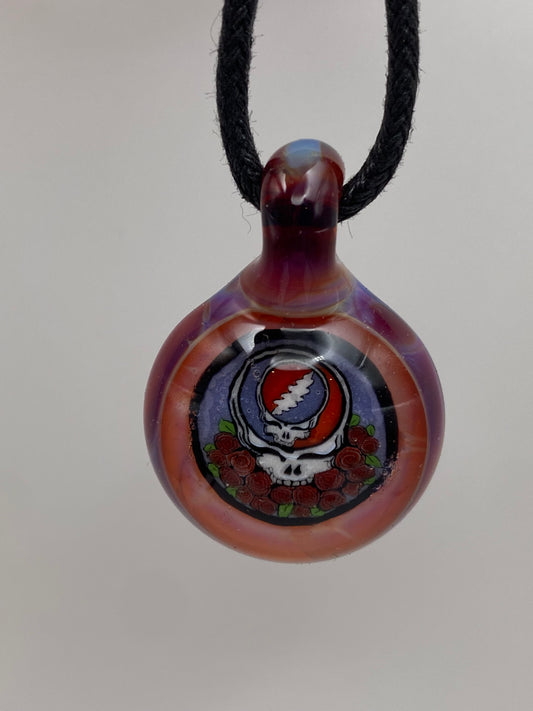 Grateful Dead Stealie Inception Pendant - Amber Purple