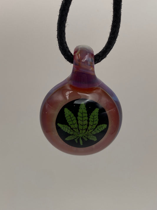 Medicinal Herb Leaf Pendant - Amber Purple