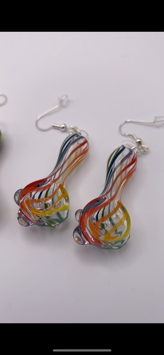 Over the Rainbow - Spoon Pipe Earrings w/ UV accents