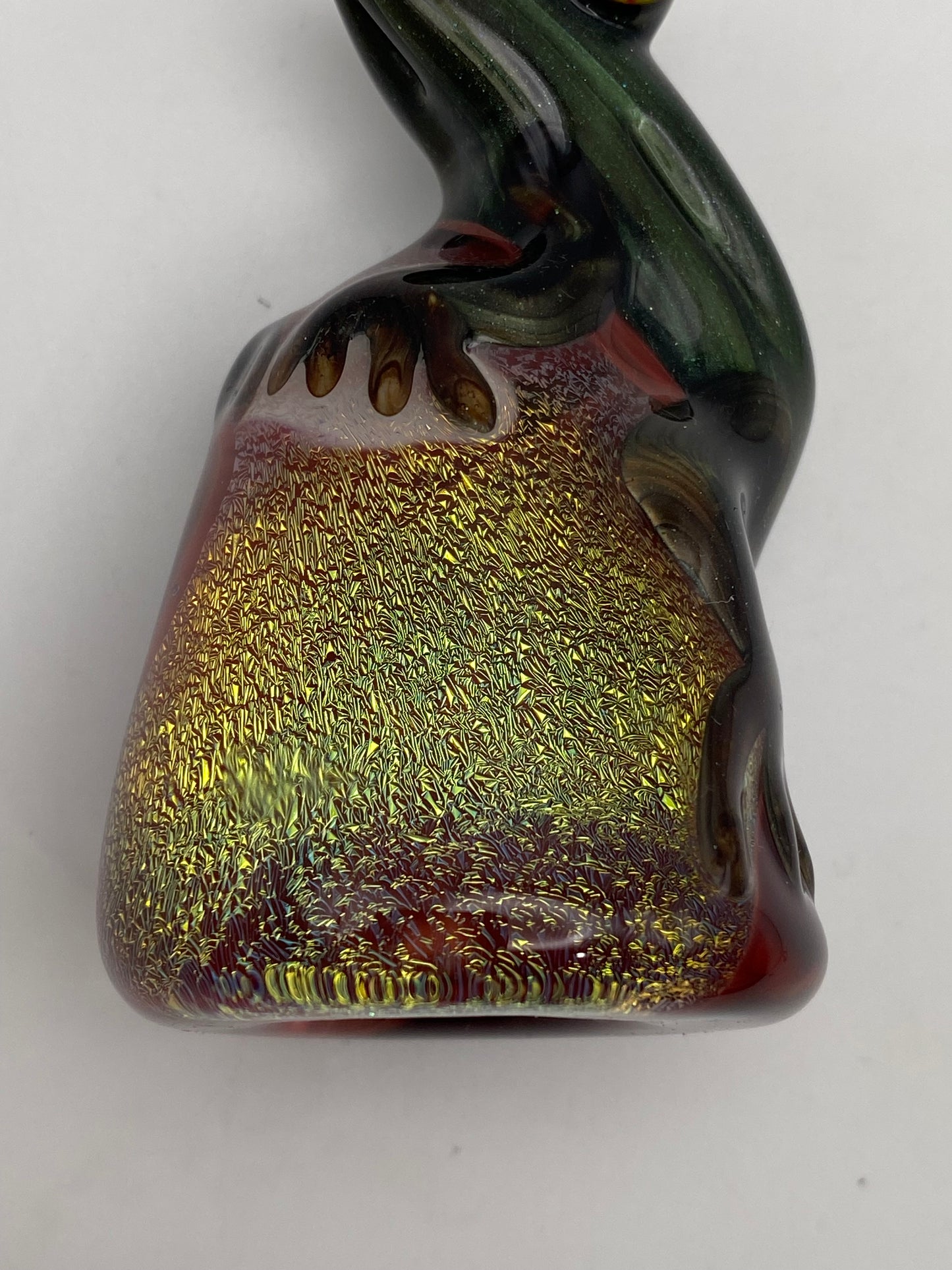 Frog on Dichroic Rock - Electrum w/ green