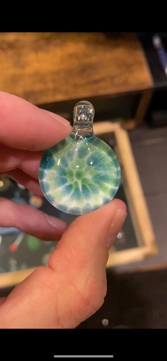 Green and Blue Stardust Implosion pendant