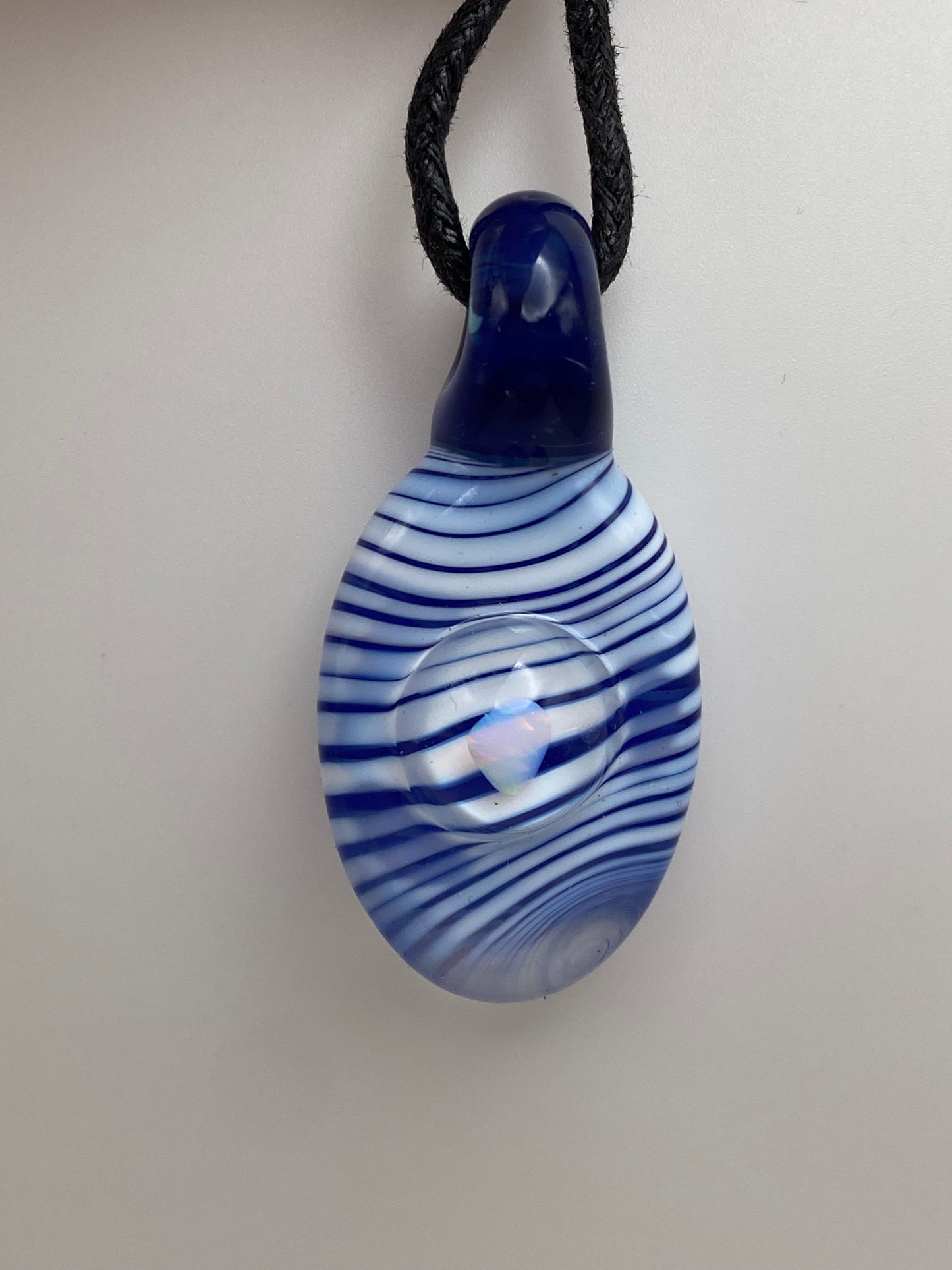 Opal Pendant - Blue and White Swirl