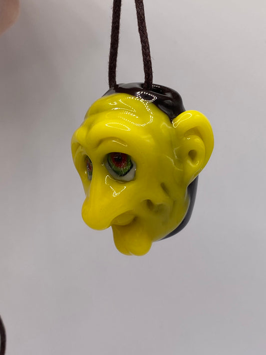 Sculpted Face Pendant - Canary and Grizzly with Rasta Eyes